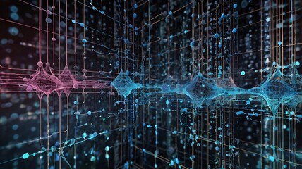A high-tech representation of intricate digital circuits and data streams in a futuristic abstract design, perfect for illustrating advanced technology concepts.