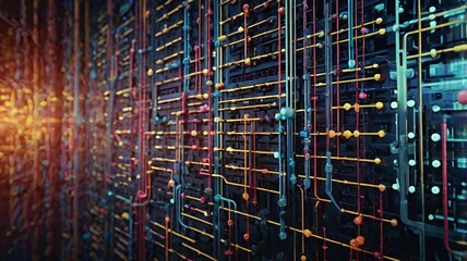 A high-tech representation of intricate digital circuits and data streams in a futuristic abstract design, perfect for illustrating advanced technology concepts.