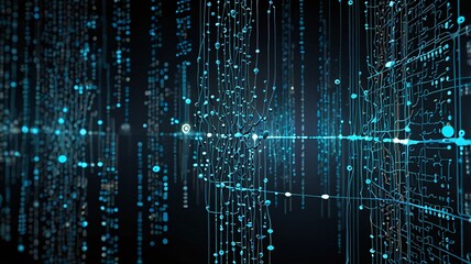 A high-tech representation of intricate digital circuits and data streams in a futuristic abstract design, perfect for illustrating advanced technology concepts.