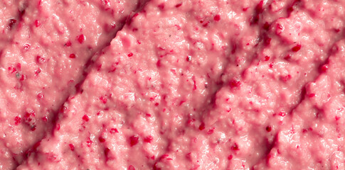 Berry yoghurt ice cream. Smoothies from fresh fruits and berries. Ice cream texture. Delicious sweet dessert close-up as a background.