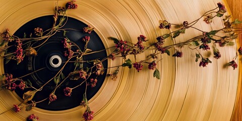 Floral Harmony on Vinyl: A Beautiful Blend of Nature and Music