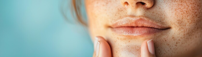 A close-up of a serene face with closed eyes, a soft smile of grace, bathed in gentle light, symbolizing inner peace Realism, Soft focus, High detail