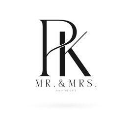 PK Typography Initial Letter Brand Logo, PK brand logo, PK Monogram Wedding logo