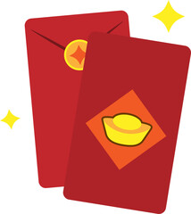 Chinese new year red envelope bag illustration
