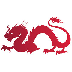 Red Chinese Dragon Silhouette for Happy Chinese New Year Symbol. Vector Illustration Design