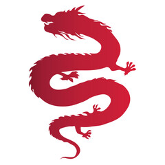 Red Chinese Dragon Silhouette for Happy Chinese New Year Symbol. Vector Illustration Design