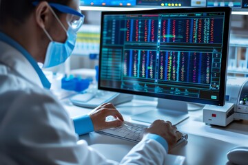 A researcher analyzing DNA sequencing data on a computer