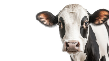 A cow with a white face and black spots