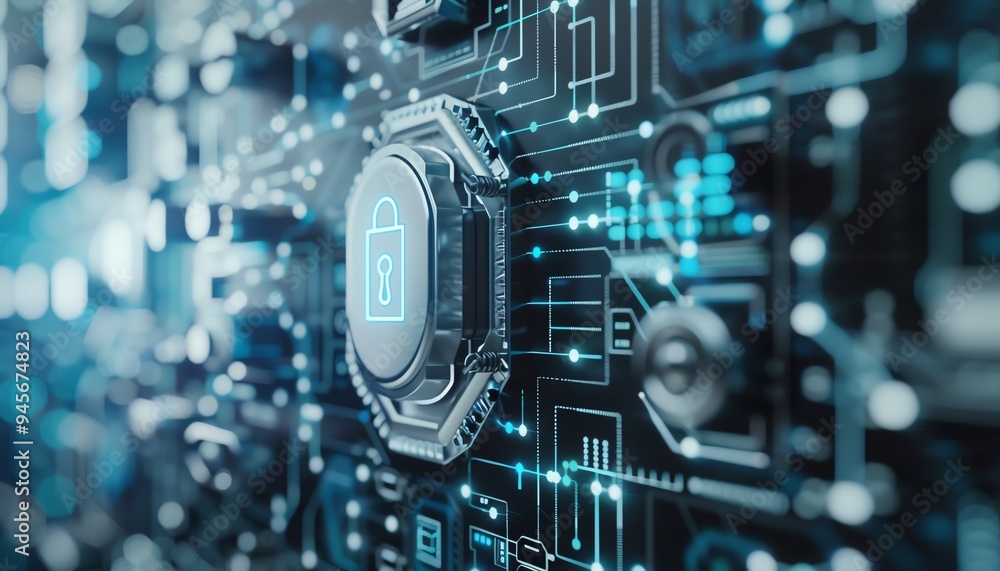 Poster closeup of a data encryption interface used in hospitals