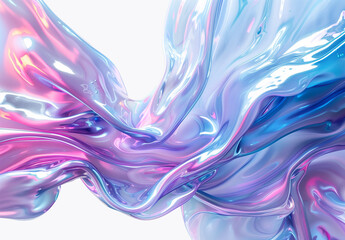 Vibrant Flowing Iridescent Fabric in Pink and Blue with Smooth Liquid Texture