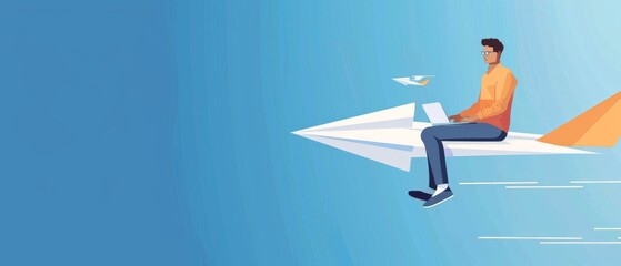 Taking Flight: A Man's Journey of Innovation and Progress with a Laptop