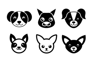 6 Adorable Animal Head Logos: Rabbit, Cat, Dog, Cow, Pig, Panda | Vector Icons 