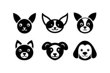 6 Adorable Animal Head Logos: Rabbit, Cat, Dog, Cow, Pig, Panda | Vector Icons 