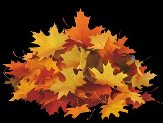 Fototapeta premium Pile of autumn leaves on transparent background,vector illustration