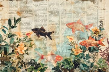 Fish coral reef ephemera border goldfish animal paper.