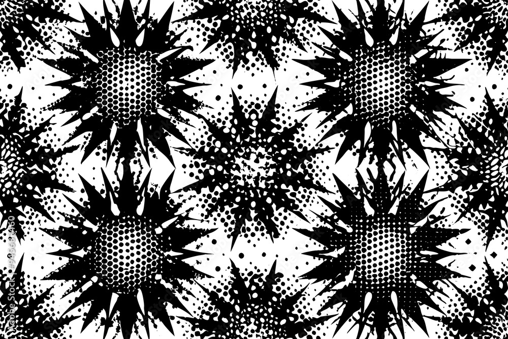 Poster dynamic black white starburst pattern art graphics design elements