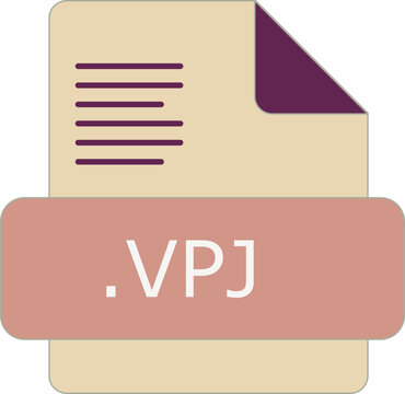 VPJ File extension icon insidse fill with lines fill