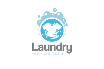 Laundry logo design template. Fast and clean laundry service logo