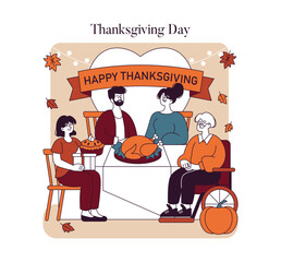 Thanksgiving Day. Flat Vector Illustration