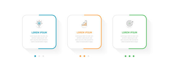 Fototapeta premium The horizontal process of completing a task consists of 3 stages. Infographics for the presentation reflecting the stages, options