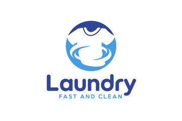 Laundry logo design template. Creative logo for fast and clean laundry service business logo