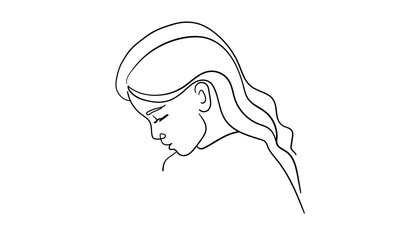 Girl praying continuous line art drawing isolated on white background. Christian. Vector illustration