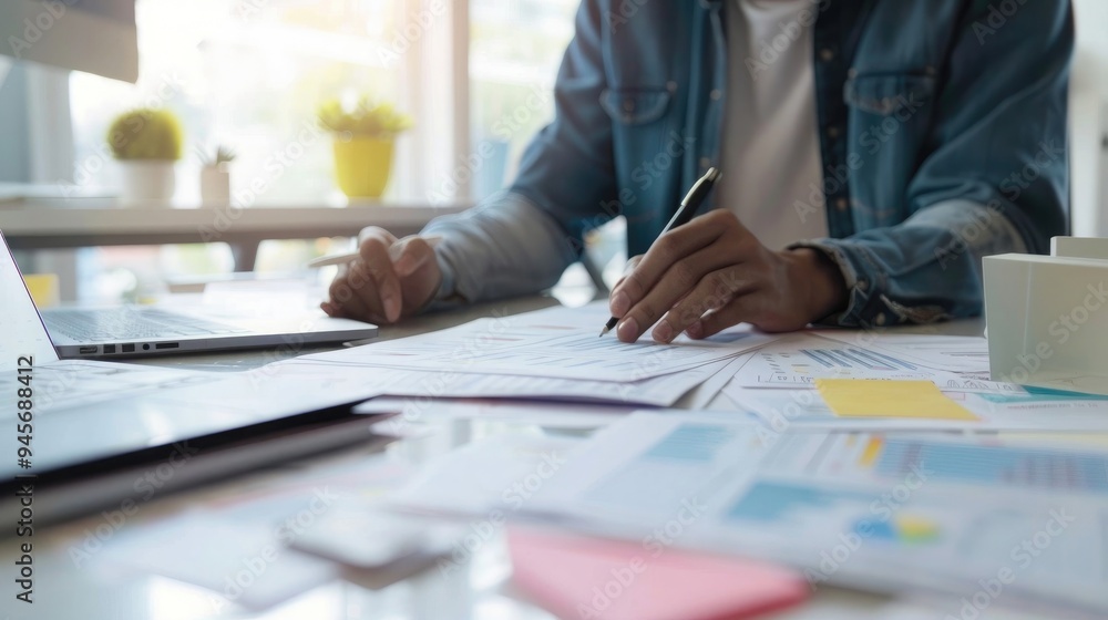 Poster close-up of a ux researcher's desk with user research findings and usability test results, showcasin
