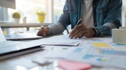 Close-up of a UX researcher's desk with user research findings and usability test results, showcasing a job in user experience research