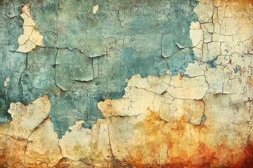Obraz premium Aged weathered wall with peeling paint and grunge textures Generative AI