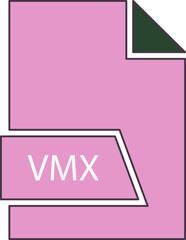 VMX File format icon in shapes 2 colors and side contour