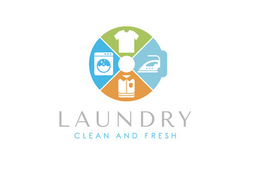 Laundry logo design template. Creative washing machine concept for laundry service logo