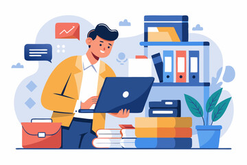 Organize files folder or archive document to be index, administration work, plan or file management, arrange online data or paperwork concept, businessman organize document file into archive folders
