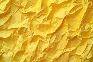 Crumpled yellow paper texture background with rough surface and deep folds Generative AI