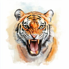 Naklejka premium Roaring Tiger Watercolor.