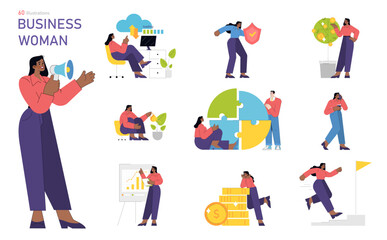 business woman. Flat Vector Illustration