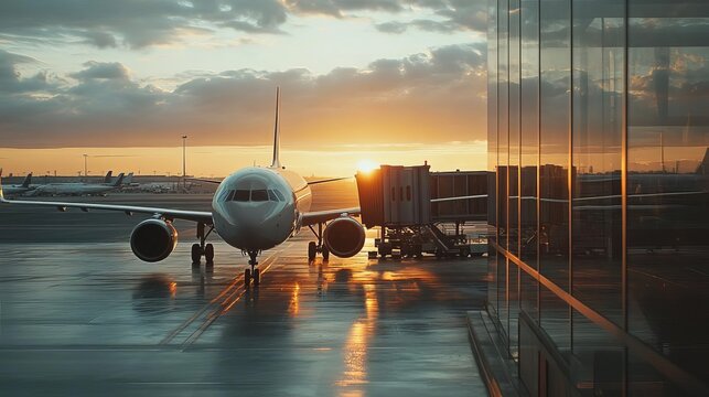 Early morning flight boarding at an airport, Monday morning, travel and new opportunities