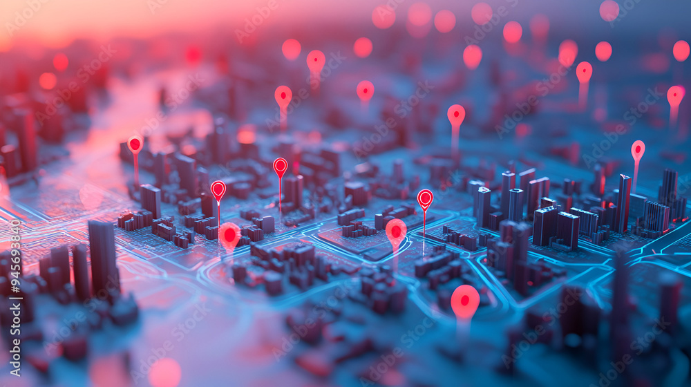 Poster abstract global network concept with a blue glowing world map, data transfer and cyber technology ba