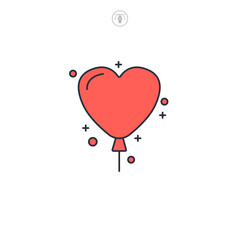 Heart Balloon icon symbol vector illustration isolated on white background