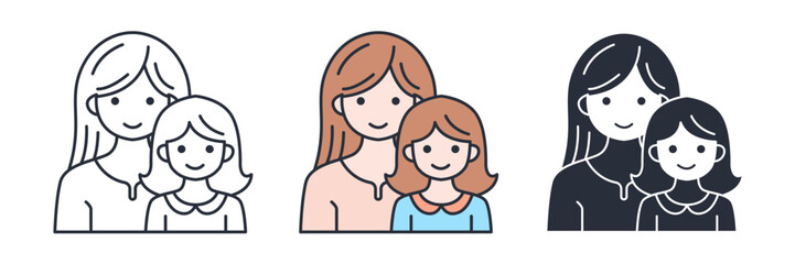 Mother and Daughter icon symbol vector illustration isolated on white background