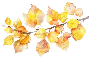 Fototapeta premium Vibrant autumn leaves watercolor illustration