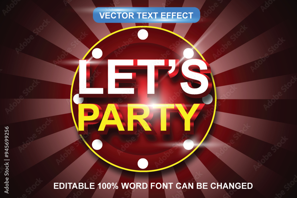 Poster vector typography party effect with festive style and editable 3d font.