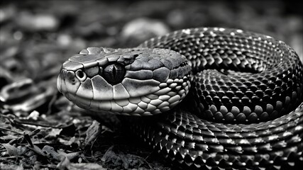 Obraz premium Rattlesnake Vector Illustration, Detailed Serpent Design