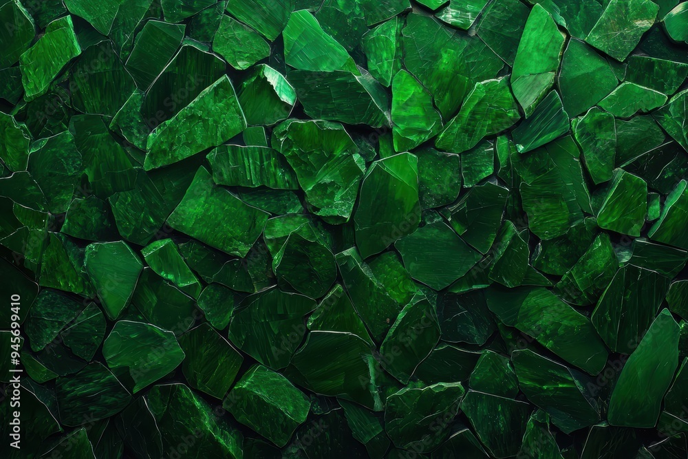 Aufkleber vivid green pattern of overlapping jagged stones creating a natural mosaic with deep tones