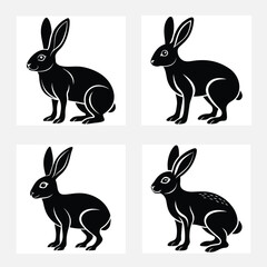  Hare stands silhouette vector illustration