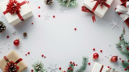 Christmas gift box red and white.