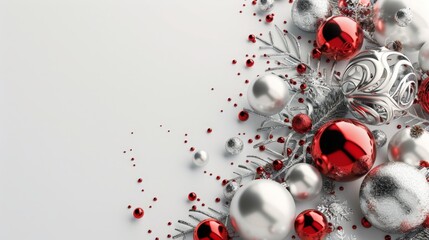 Christmas Ornament Border White Background.