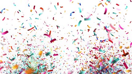 Colorful Confetti Falling on White Background.