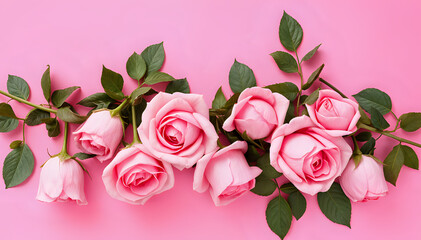 Pink roses on pink background 