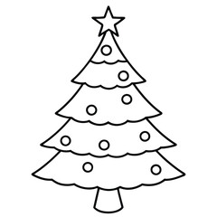 Fototapeta premium Decorated Christmas Tree Shilhouette Vector png isolated on white background