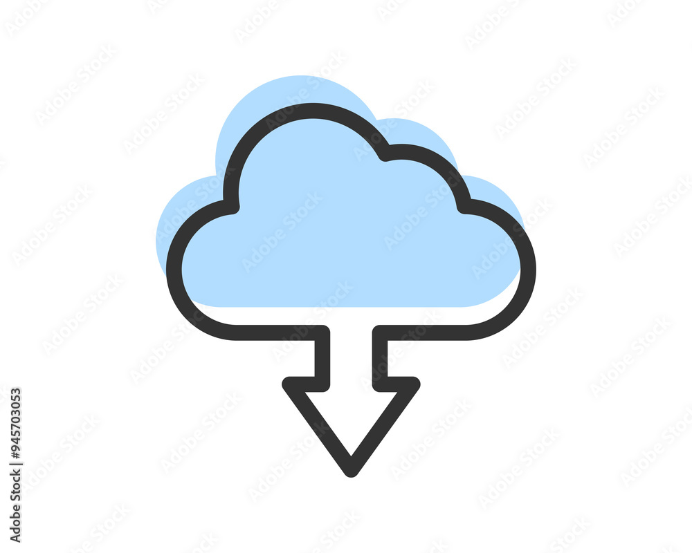 Poster cloud storage and data transfer vector icon. computing service and network related line icons. datab
